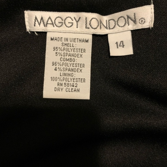 Maggy London Black Cocktaill Evening Midi Dress V Back Glittery Bodice Size 14 - Picture 3 of 4